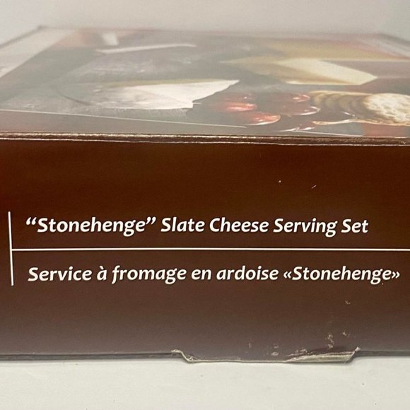 Home Presence Stonehenge Slate Cheese Serving Set- New In Box - Picture 4 of 4
